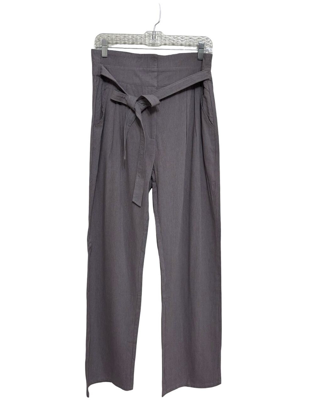 NEW Easel High Rise Pinstripe Pleated Trousers in Gray - Size M